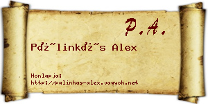 Pálinkás Alex névjegykártya